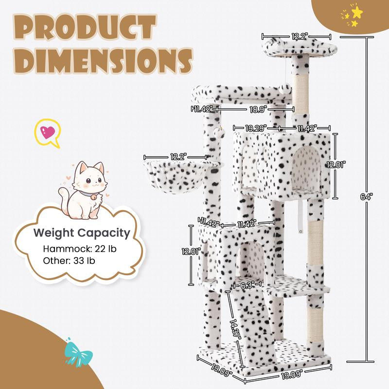 SHA CERLIN 81In/63In Multi-Level Tall Cat Tree Tower with Hammock & Sisal Scratching Posts Larger Cat Condo Furniture for Multi-Cat Play & Rest #Christmasgifts#Tiktokshopblackfriday