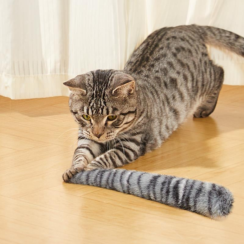 Potaroma Lifelike Tail Simulation Cat Toys, Pack of 3, Fluffy Durable, Crinkle Sound, Interactive Indoor Kitten Kicker for Kitty Exercise 9.8 Inches