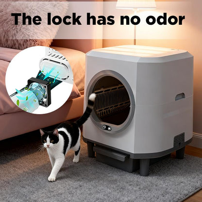 Dreamcat Smart Self-Cleaning Enclosed Cat Litter Box with APP Control, Odor-Free, Moisture-Proof, Large Capacity, Automatic Cleaning, Ultra-Quiet Operation, Easy to Install & Wash, Includes Trash Bag, Deodorant Box, Floating Hair Brush High Privacy