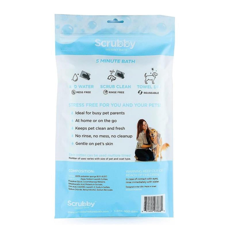 Rinse Free Shampoo Mittens for Dogs, Bath Wipes for Bathing and Washing Pets, Hypoallergenic No Rinse Wash Mitt for Grooming, Lather Wipe Dry - 5 Pack