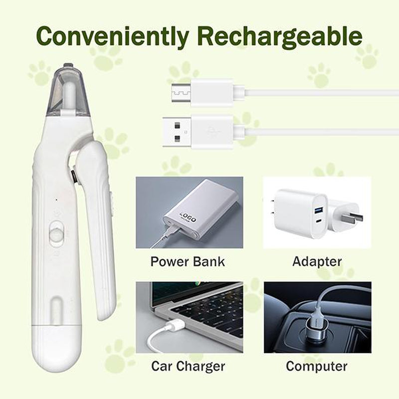 2-In-1 Pet Nail Clipper and Grinder, Dog Nail Clipper Trimmer, Ultra Quiet Electric Nail Set, Rechargeable, Suitable for Trimming Toes and Claws of Dogs and Cats of All Sizes