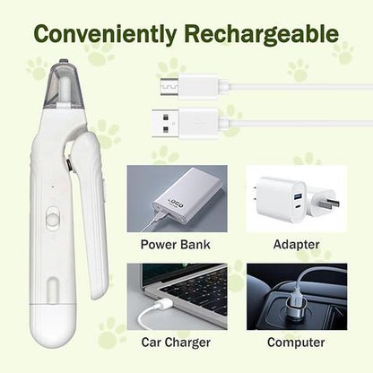 2-In-1 Pet Nail Clipper and Grinder, Dog Nail Clipper Trimmer, Ultra Quiet Electric Nail Set, Rechargeable, Suitable for Trimming Toes and Claws of Dogs and Cats of All Sizes