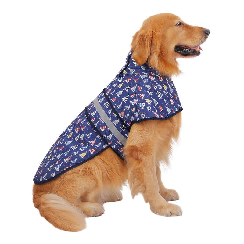 HDE Patterned Dog Raincoat with Hood - 100% Durable Reflective Polyester, Waterproof Coating, Fully Adjustable Strap for Comfortable Fit, Universal Size