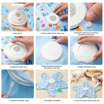 SPOVEN Interactive Kitten Wand Teaser Toy Rechargeable & Hidden Feathers for Boredom Indoor Exercise & Boredom Relief Cat Christmas Gifts