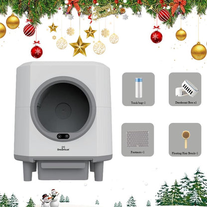 Dreamcat Smart Self-Cleaning Enclosed Cat Litter Box with APP Control, Odor-Free, Moisture-Proof, Large Capacity, Automatic Cleaning, Ultra-Quiet Operation, Easy to Install & Wash, Includes Trash Bag, Deodorant Box, Floating Hair Brush High Privacy