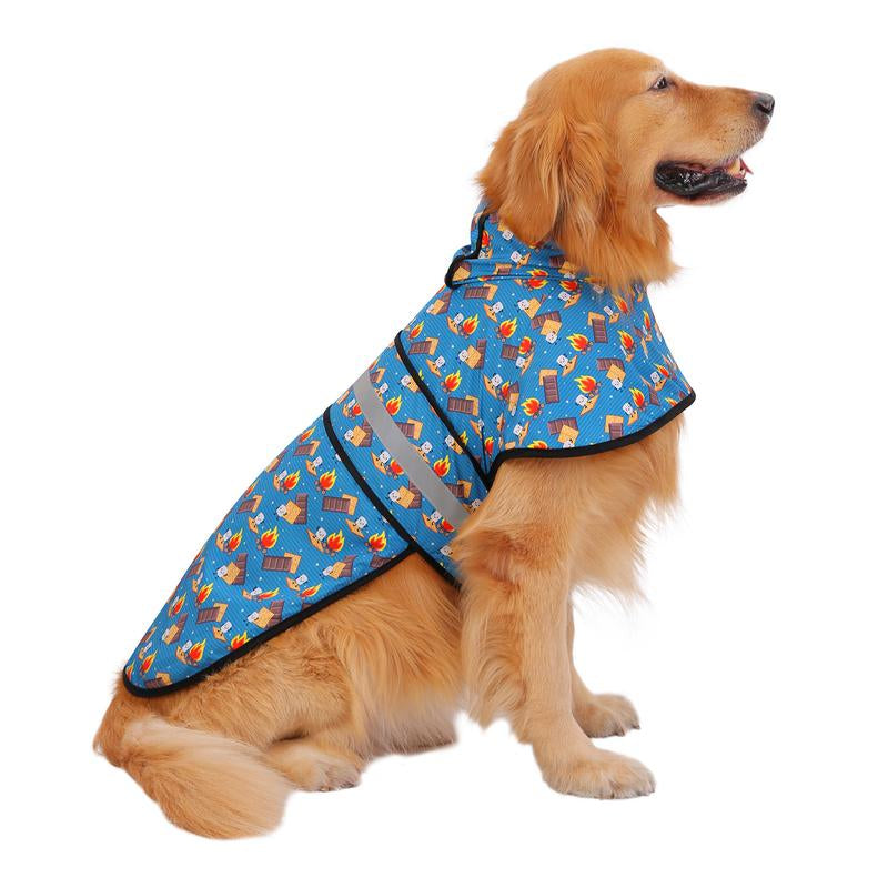 HDE Patterned Dog Raincoat with Hood - 100% Durable Reflective Polyester, Waterproof Coating, Fully Adjustable Strap for Comfortable Fit, Universal Size