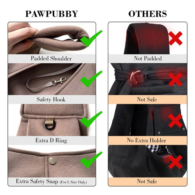 PAWPUBBY Dog & Cat Sling for Small and Medium Pets up to 15Lbs with Adjustable Padded Shoulder Breathable Portable Carrier for outside Travel Shopping Animal