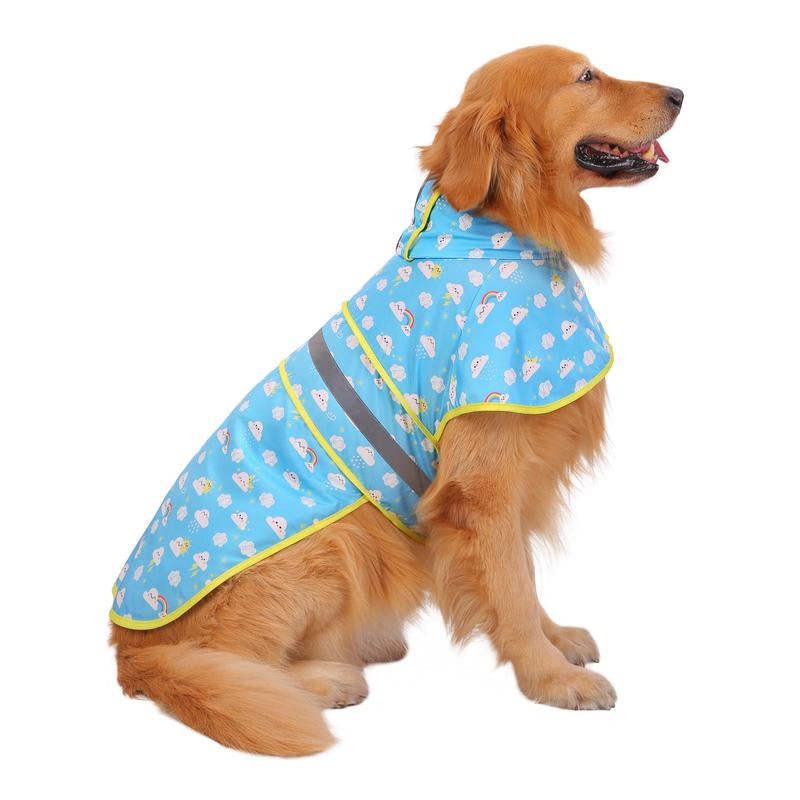 HDE Patterned Dog Raincoat with Hood - 100% Durable Reflective Polyester, Waterproof Coating, Fully Adjustable Strap for Comfortable Fit, Universal Size