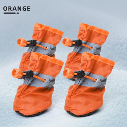 4PCS Waterproof Dog Boots for Small Dogs, Anti-Slip Dog Booties Paw Protectors, Keep Paws Dry & Clean for Rain Snow Winter, Mud Salt Hot Pavement, Adjustable Secure Straps for Puppy Small Breeds