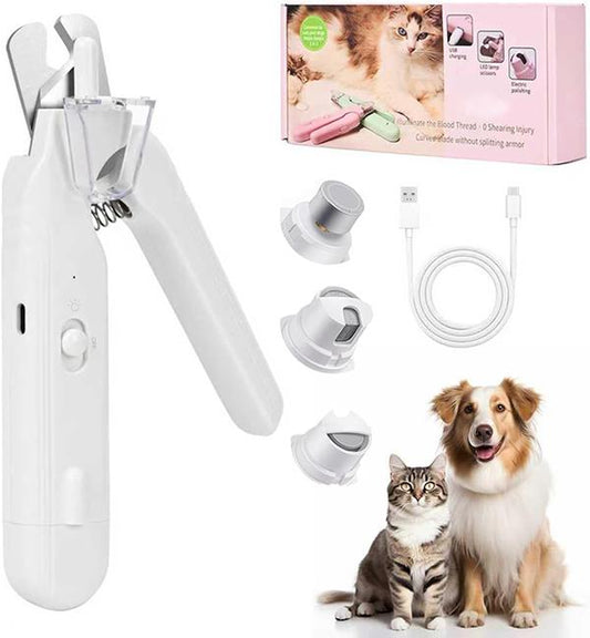 2-In-1 Pet Nail Clipper and Grinder, Dog Nail Clipper Trimmer, Ultra Quiet Electric Nail Set, Rechargeable, Suitable for Trimming Toes and Claws of Dogs and Cats of All Sizes
