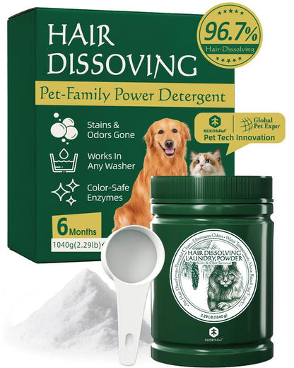 Seedshub Pet Hair Dissolving Laundry Powder - Pet Hair Removal, Laundry Detergent, Stain Remover, for Dog and Cat Hair, Pet Onwer Essential Care, for Top and Front Load Washer, Deordorizer, Household Items, Newyearnewme