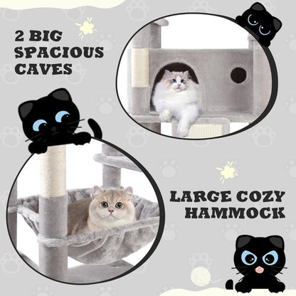SHA CERLIN 81In/63In Multi-Level Tall Cat Tree Tower with Hammock & Sisal Scratching Posts Larger Cat Condo Furniture for Multi-Cat Play & Rest #Christmasgifts#Tiktokshopblackfriday