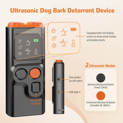 Golipal Ultrasonic Dog Training Device with LED Flashlight & HD Display – USB Rechargeable Obedience Aid and Positive Behavior Correction Tool for Dogs