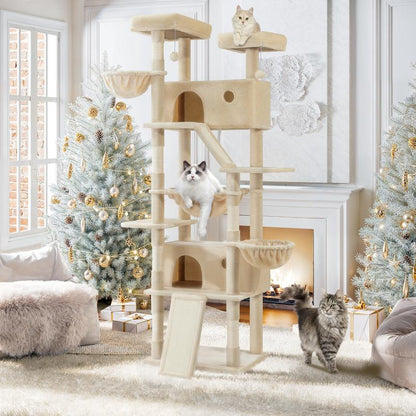 SHA CERLIN 81In/63In Multi-Level Tall Cat Tree Tower with Hammock & Sisal Scratching Posts Larger Cat Condo Furniture for Multi-Cat Play & Rest #Christmasgifts#Tiktokshopblackfriday