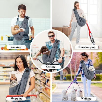 PAWPUBBY Dog & Cat Sling for Small and Medium Pets up to 15Lbs with Adjustable Padded Shoulder Breathable Portable Carrier for outside Travel Shopping Animal