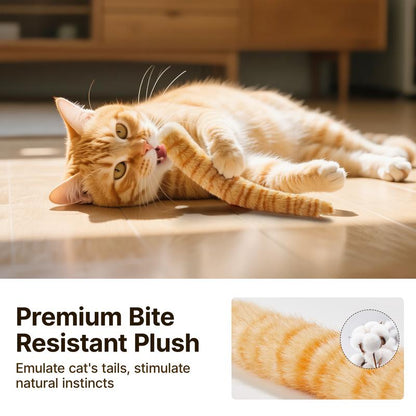 Potaroma Lifelike Tail Simulation Cat Toys, Pack of 3, Fluffy Durable, Crinkle Sound, Interactive Indoor Kitten Kicker for Kitty Exercise 9.8 Inches