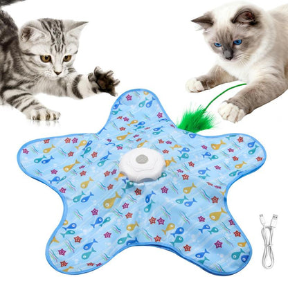 SPOVEN Interactive Kitten Wand Teaser Toy Rechargeable & Hidden Feathers for Boredom Indoor Exercise & Boredom Relief Cat Christmas Gifts