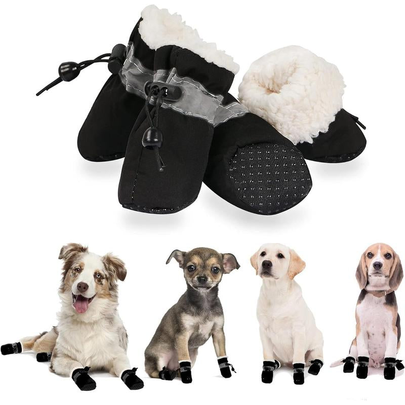 4PCS Waterproof Dog Boots for Small Dogs, Anti-Slip Dog Booties Paw Protectors, Keep Paws Dry & Clean for Rain Snow Winter, Mud Salt Hot Pavement, Adjustable Secure Straps for Puppy Small Breeds