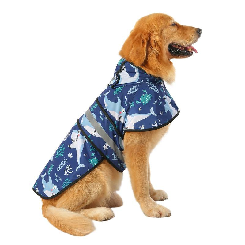 HDE Patterned Dog Raincoat with Hood - 100% Durable Reflective Polyester, Waterproof Coating, Fully Adjustable Strap for Comfortable Fit, Universal Size