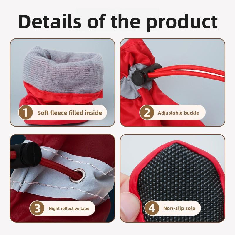 4PCS Waterproof Dog Boots for Small Dogs, Anti-Slip Dog Booties Paw Protectors, Keep Paws Dry & Clean for Rain Snow Winter, Mud Salt Hot Pavement, Adjustable Secure Straps for Puppy Small Breeds