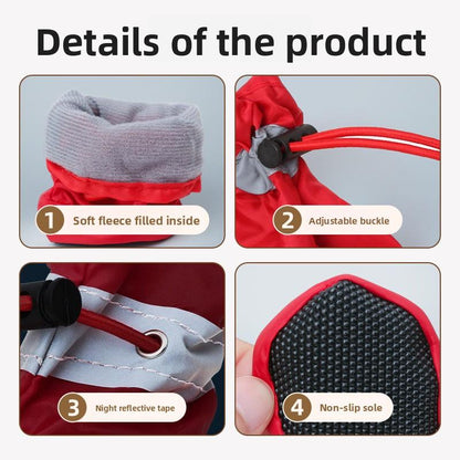 4PCS Waterproof Dog Boots for Small Dogs, Anti-Slip Dog Booties Paw Protectors, Keep Paws Dry & Clean for Rain Snow Winter, Mud Salt Hot Pavement, Adjustable Secure Straps for Puppy Small Breeds