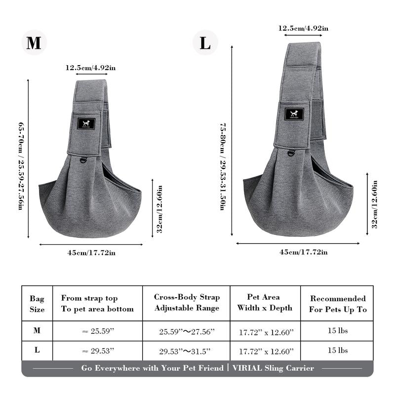 PAWPUBBY Dog & Cat Sling for Small and Medium Pets up to 15Lbs with Adjustable Padded Shoulder Breathable Portable Carrier for outside Travel Shopping Animal