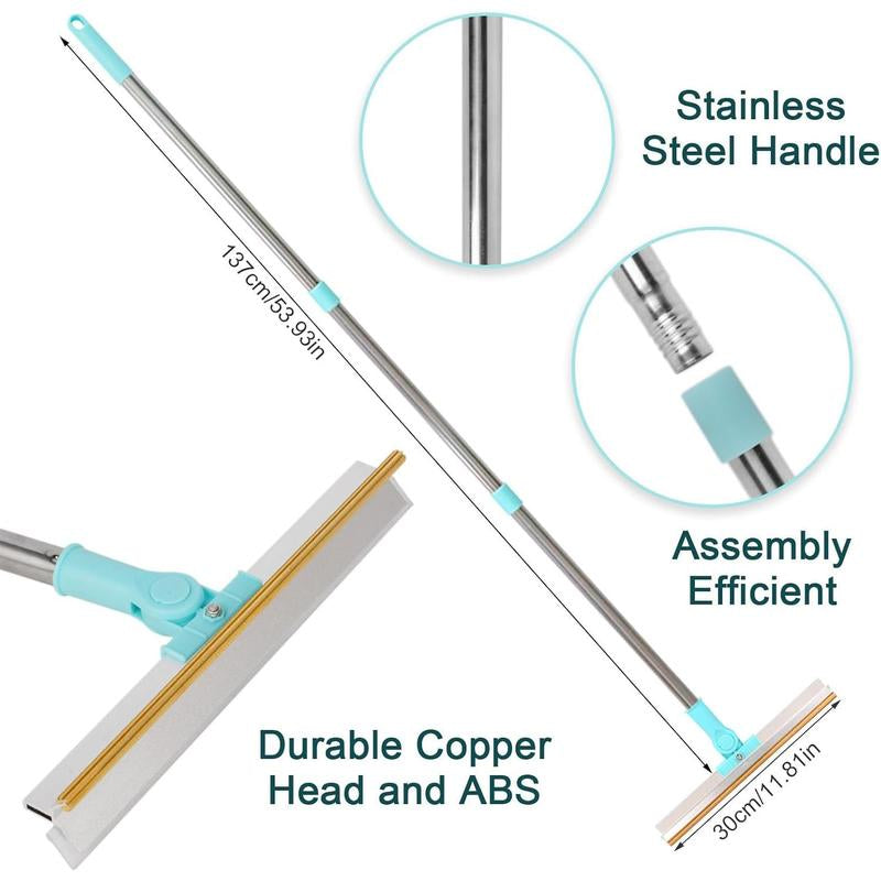 Pet Hair Remover, Adjustable Long Handle Pet Hair Removal Scraper Cleaning Brush for Dog and Cat, Reusable Fur Broom for Car Furniture Mat Stairs