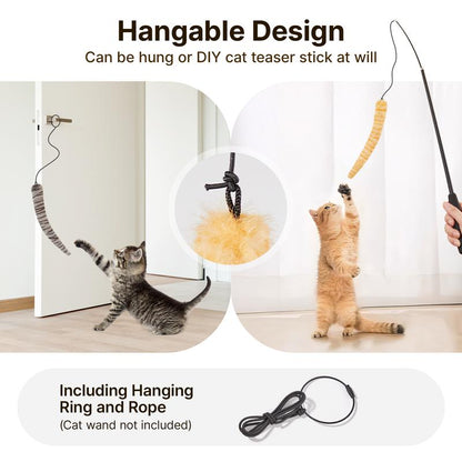 Potaroma Lifelike Tail Simulation Cat Toys, Pack of 3, Fluffy Durable, Crinkle Sound, Interactive Indoor Kitten Kicker for Kitty Exercise 9.8 Inches