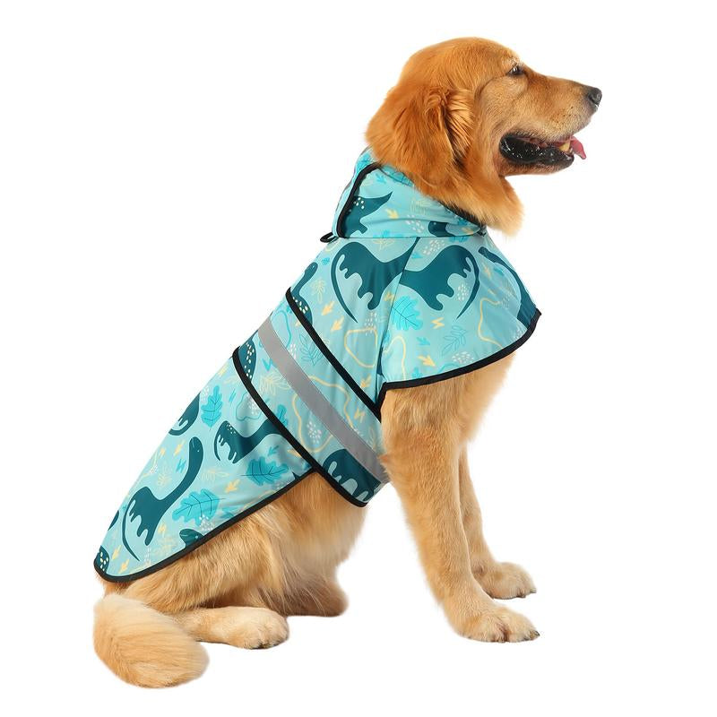 HDE Patterned Dog Raincoat with Hood - 100% Durable Reflective Polyester, Waterproof Coating, Fully Adjustable Strap for Comfortable Fit, Universal Size