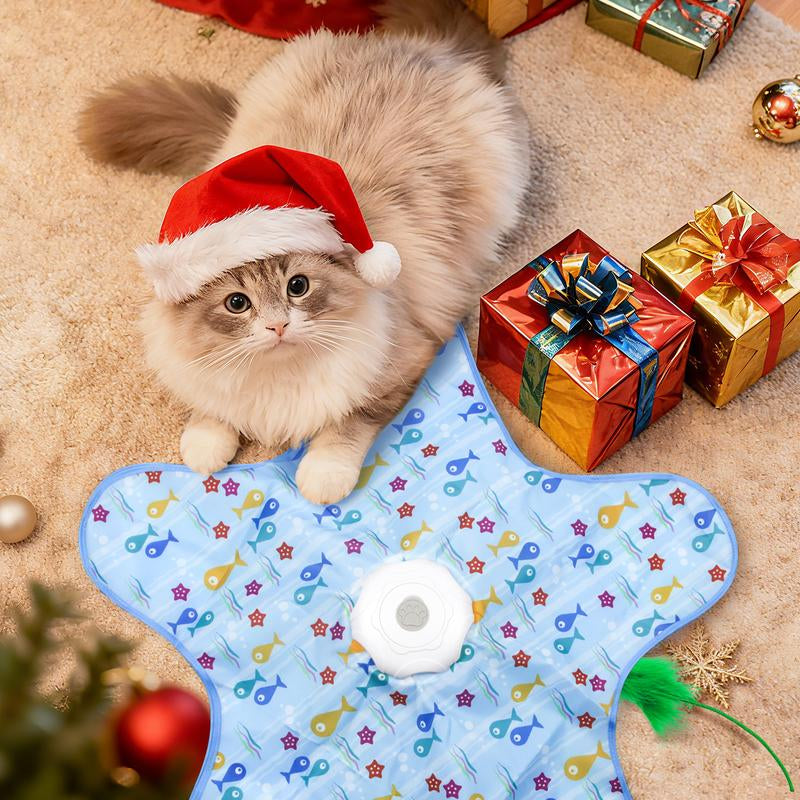 SPOVEN Interactive Kitten Wand Teaser Toy Rechargeable & Hidden Feathers for Boredom Indoor Exercise & Boredom Relief Cat Christmas Gifts