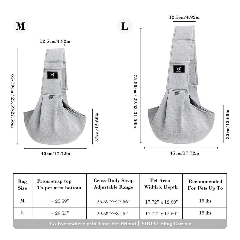 PAWPUBBY Dog & Cat Sling for Small and Medium Pets up to 15Lbs with Adjustable Padded Shoulder Breathable Portable Carrier for outside Travel Shopping Animal