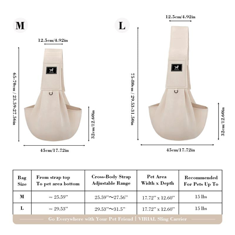 PAWPUBBY Dog & Cat Sling for Small and Medium Pets up to 15Lbs with Adjustable Padded Shoulder Breathable Portable Carrier for outside Travel Shopping Animal