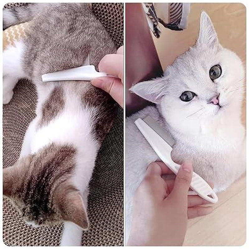 2 Pack Multifunctional Pet Comb, Upgrade Pet Grooming Brush Fine Magic Tear Stain Removal, Fine-Tooth Stainless Massage Comb Kit for Small Puppies and Dogs (White)