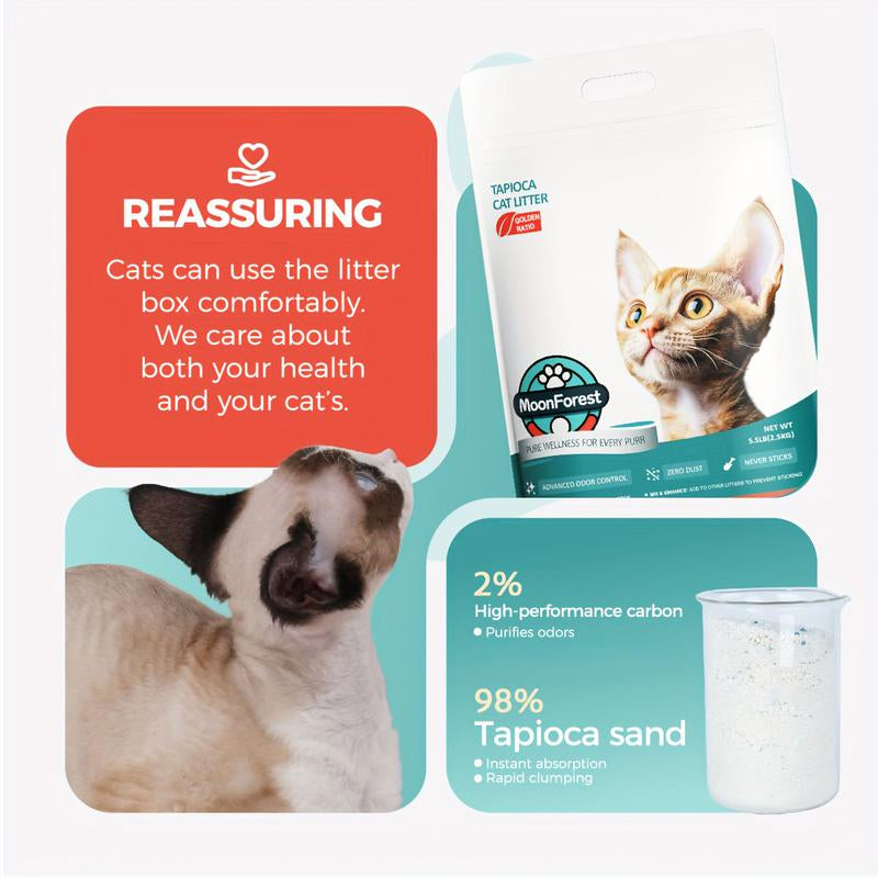 Moonforest Cat Litter,Kitty Litter,Tapioca Cat Litter, Smart Litter Boxes Cat Litter,Tofu Cat Litter, Clumping Premium, Low Dust Cat Comfort