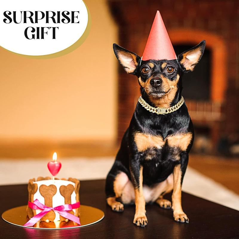 Dog Chain Diamond Collar Walking Metal Chain Necklace with Secure Buckle Pet Cuban Style Collar Jewelry Accessories for Small Medium Large Dog Cats