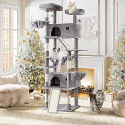 SHA CERLIN 81In/63In Multi-Level Tall Cat Tree Tower with Hammock & Sisal Scratching Posts Larger Cat Condo Furniture for Multi-Cat Play & Rest #Christmasgifts#Tiktokshopblackfriday