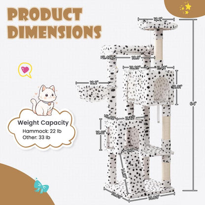 SHA CERLIN 81In/63In Multi-Level Tall Cat Tree Tower with Hammock & Sisal Scratching Posts Larger Cat Condo Furniture for Multi-Cat Play & Rest #Christmasgifts#Tiktokshopblackfriday