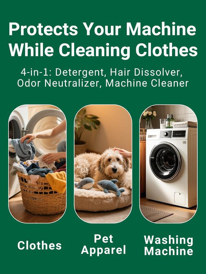 Seedshub Pet Hair Dissolving Laundry Powder - Pet Hair Removal, Laundry Detergent, Stain Remover, for Dog and Cat Hair, Pet Onwer Essential Care, for Top and Front Load Washer, Deordorizer, Household Items, Newyearnewme