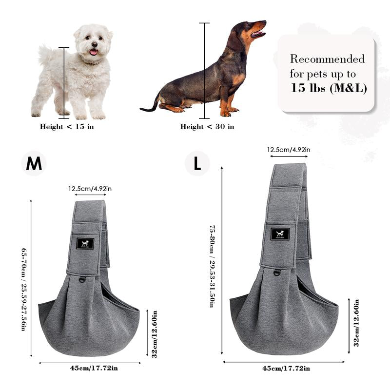 PAWPUBBY Dog & Cat Sling for Small and Medium Pets up to 15Lbs with Adjustable Padded Shoulder Breathable Portable Carrier for outside Travel Shopping Animal