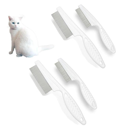 2 Pack Multifunctional Pet Comb, Upgrade Pet Grooming Brush Fine Magic Tear Stain Removal, Fine-Tooth Stainless Massage Comb Kit for Small Puppies and Dogs (White)